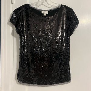 LOFT Black Sequins Top